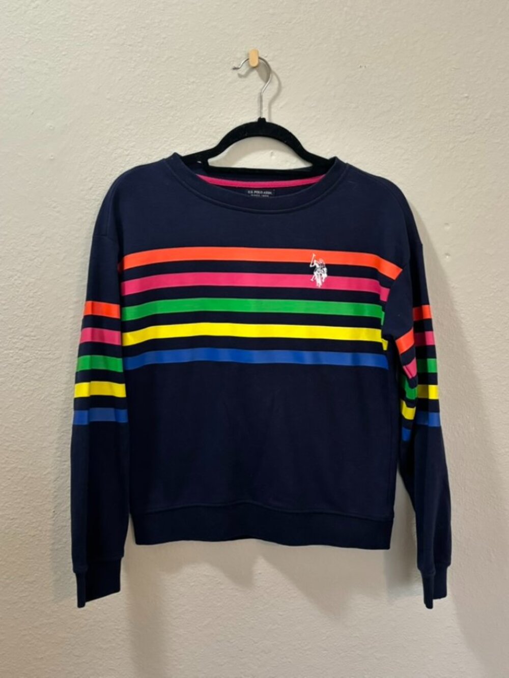 U.S. Polo Assn. Rainbow Stripe Crewneck Sweatshirt Size XS